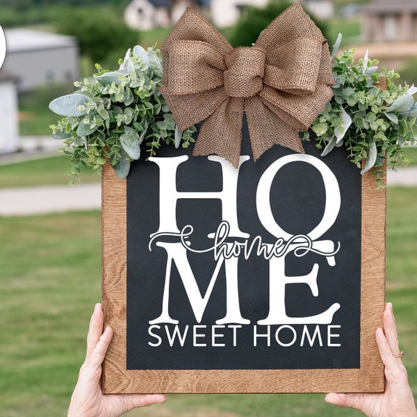 Home Sweet Home SVG | Square Door Hanger Design | Farmhouse Front Door Decor