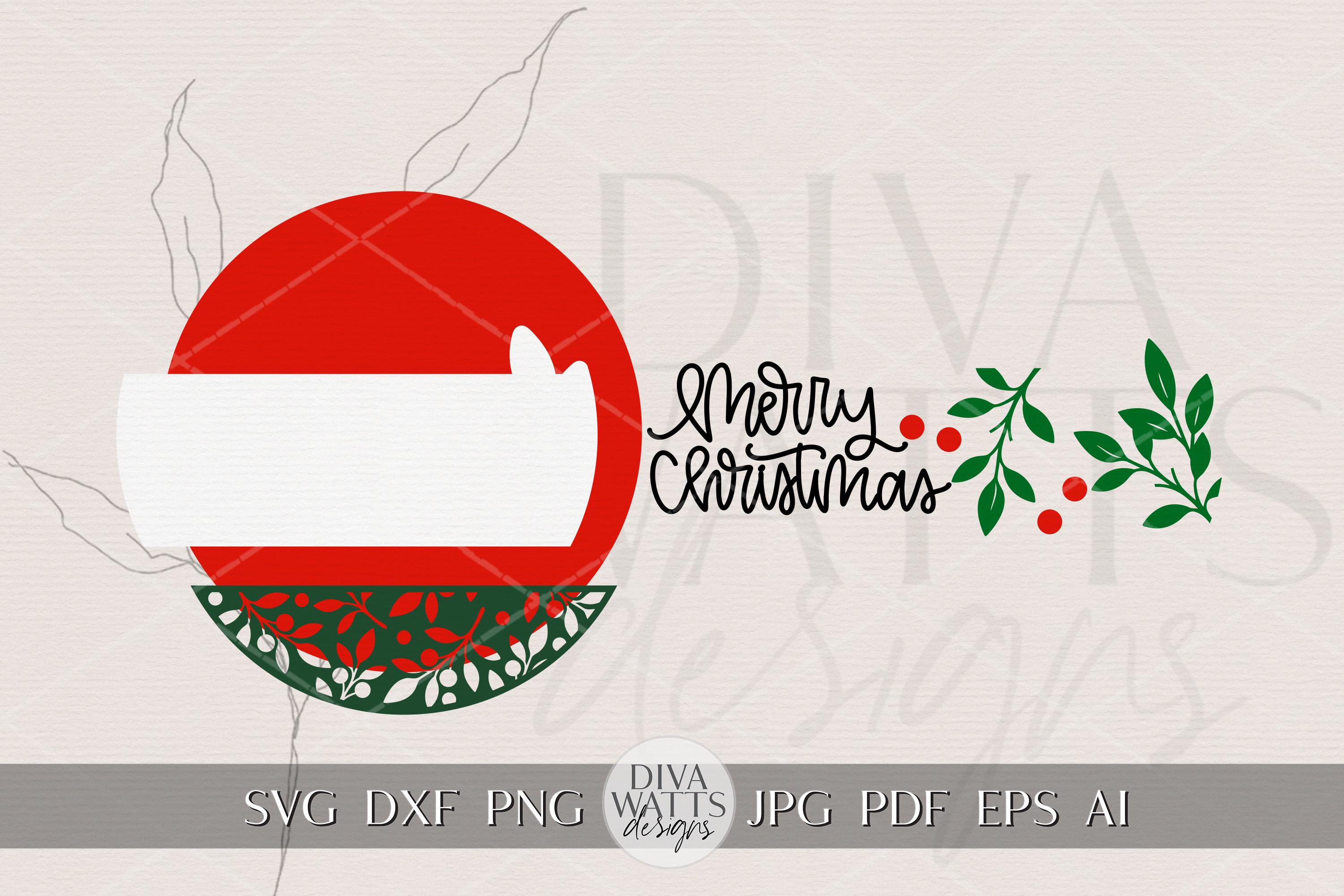 Merry Christmas Round Door Hanger SVG | Layered Laser Cut File for ...