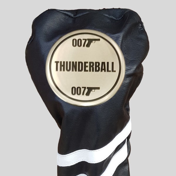 James Bond 007 Golf Headcover, Thunderball Golf Club Cover, James Bond Leather Golf Head Cover, Movie golf, James Bond, Thunderball movie