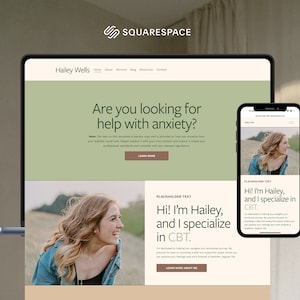 Squarespace Website Template for Therapists & Coaches | Modern Squarespace Website Design | The Hailey Template