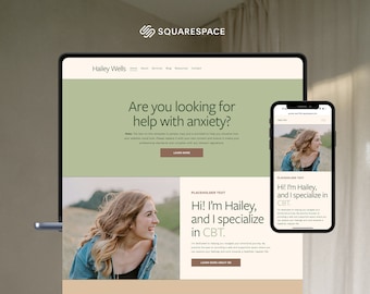 Squarespace Website Template | Therapists & Coaches, Modern Design