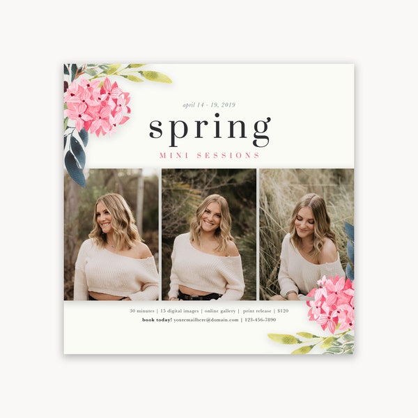 Spring Mini Session Template - Mini Session Flyer - Photography Pricing Template - Spring Marketing Board - Photographer Marketing Template