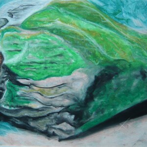 ORIGINAL - Rock #5 oil pastels painting PRICE now REDUCED