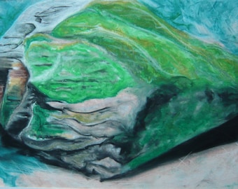 ORIGINAL - Rock #5 oil pastels painting PRICE now REDUCED