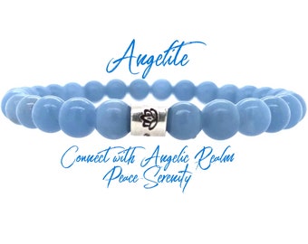 Angelite Bracelet - Angelite Jewelry - Calming Bracelet - Meditation Bracelet - Protection Bracelet - Spiritual Bracelet - Angel Bracelet