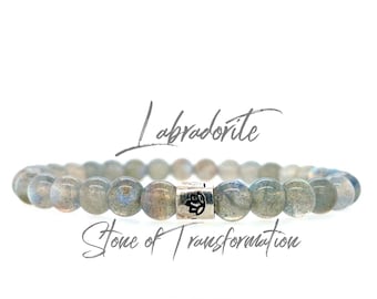 Labradorite Bracelet -Labradorite Jewelry -Transformation Bracelet-Energy Bracelet-Protection Bracelet-Genuine Labradorite-Stretch Bracelet