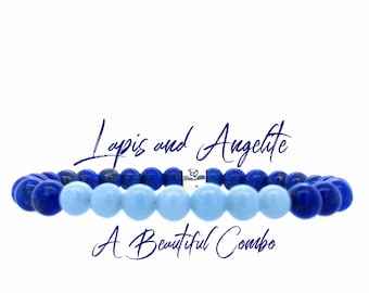 Lapis Lazuli Bracelet - Angelite Bracelet - Angel Bracelet - Spiritual Bracelet - Harmony Bracelet -Angelic Realm  Bracelet -Wisdom Bracelet