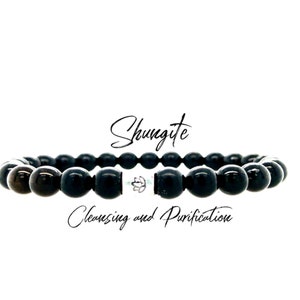 Shungite- Shungite Bracelet - Purification Bracelet - Chakra Bracelet - EMF Bracelet - Grounding Bracelet- Crystal Jewelry -Stretch Bracelet
