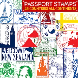 Paspoortstempels - Clip Art voor landen over de hele wereld