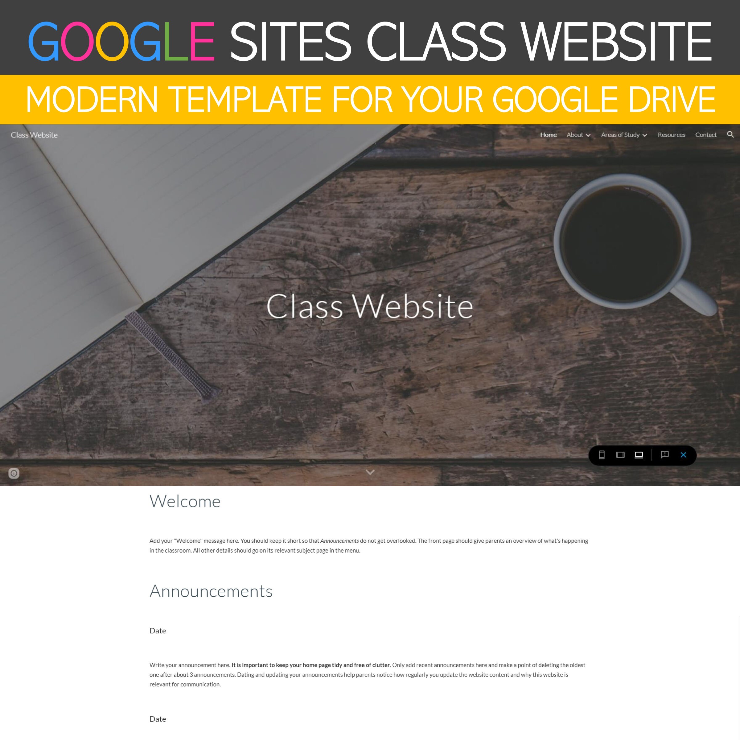 Modèle de site Web de classe pour Google Sites