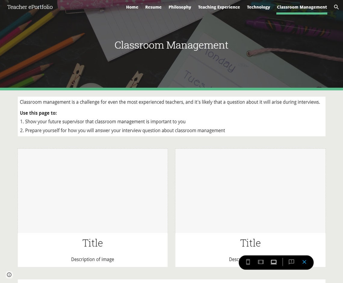 Teacher Portfolio site Template Etsy