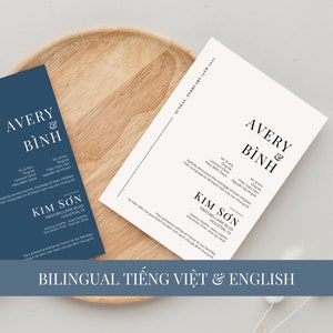 Vietnamese Wedding Invitation Template DIY Bilingual English Digital Editable 07 - Modern