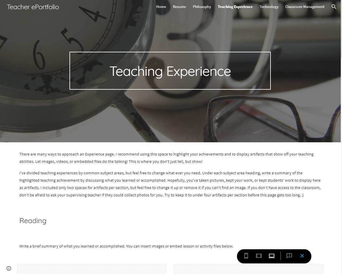Teacher Portfolio site Template Etsy