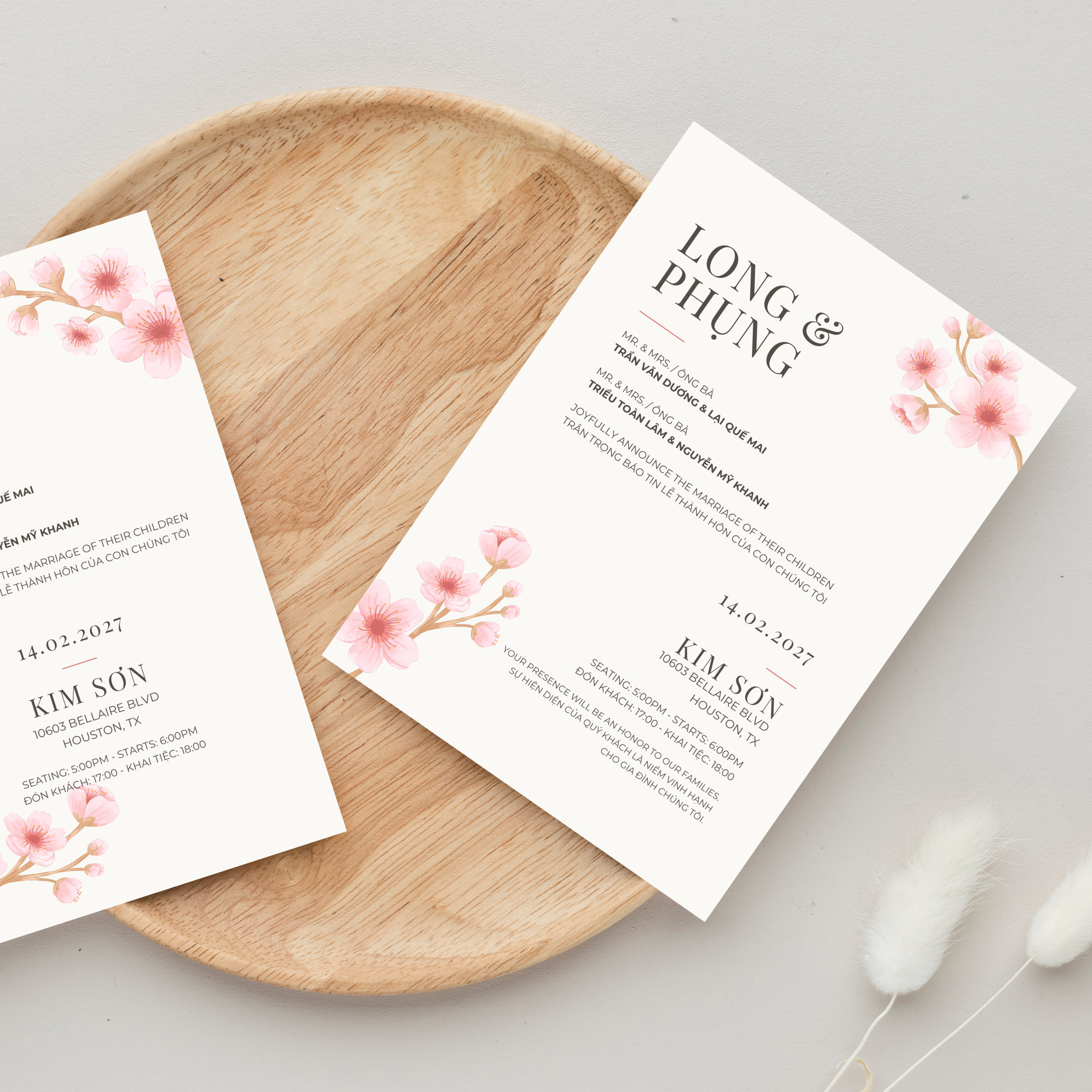 Vietnamese Wedding Invitation Template DIY Bilingual English Digital  Editable RSVP 04 - Asian Cherry Blossoms - Etsy, image size:2160x2160