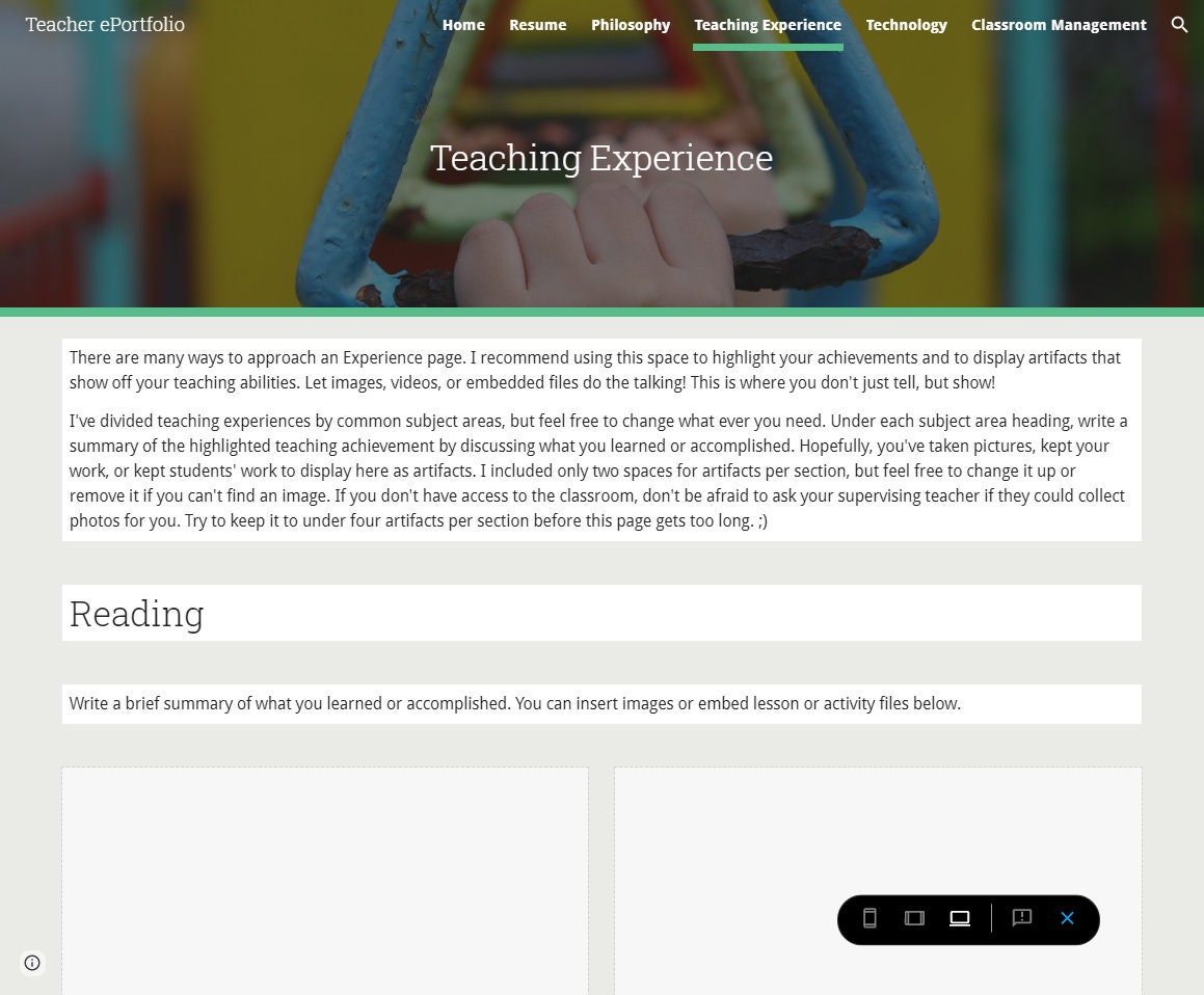 Teacher Portfolio site Template Etsy
