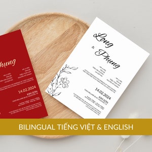 Vietnamese Wedding Invitation Template DIY Bilingual English Digital Editable RSVP 02 - Classic Asian