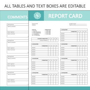 Report Card Templates Editable (A) - Etsy