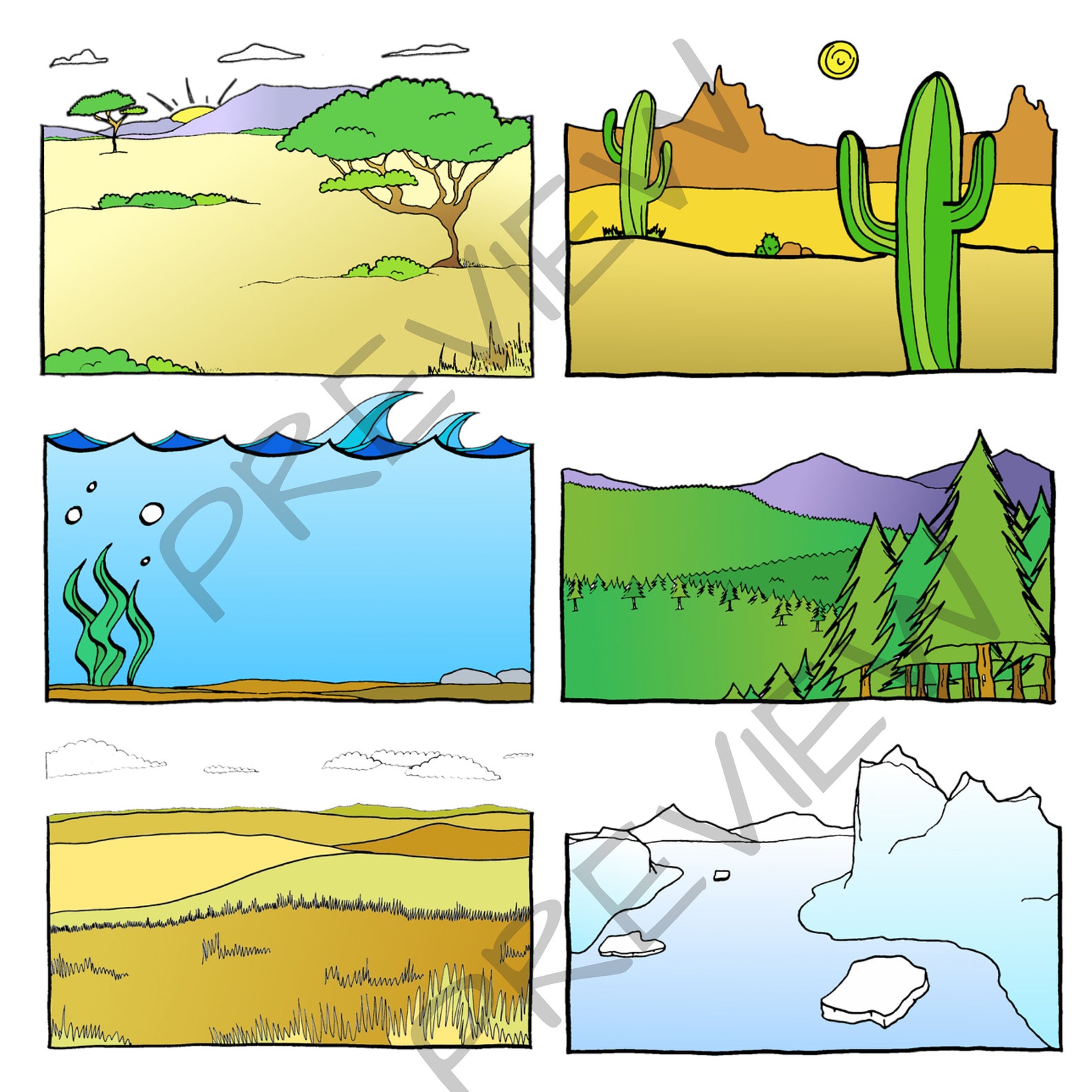 Biomes - Ecosystems - Habitats Clip Art Graphics - Etsy