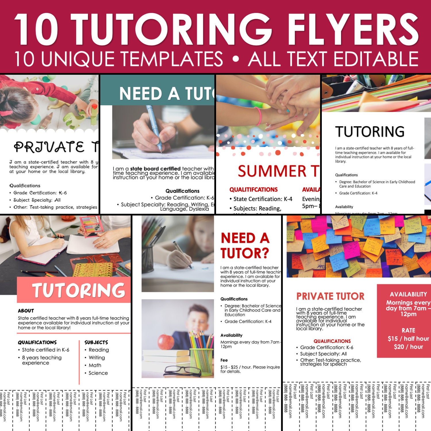 Tutoring Flyer Templates - 22 Digital Posters (B) Inside Math Tutoring Flyer Template