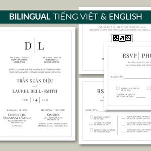 Vietnamese Wedding Invitation Template DIY Bilingual English Digital Editable RSVP 09 - Modern Minimalist