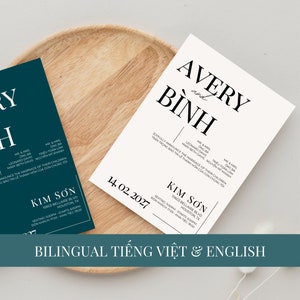 Vietnamese Wedding Invitation Template DIY Bilingual English Digital Editable RSVP 08 - Modern