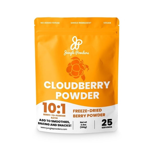 Jungle Powders Freeze Dried Wild Cloudberry Powder | 3.5oz / 100g 100% Natural Superfood Extract from Pure and Clean Arctic Nordic Forests