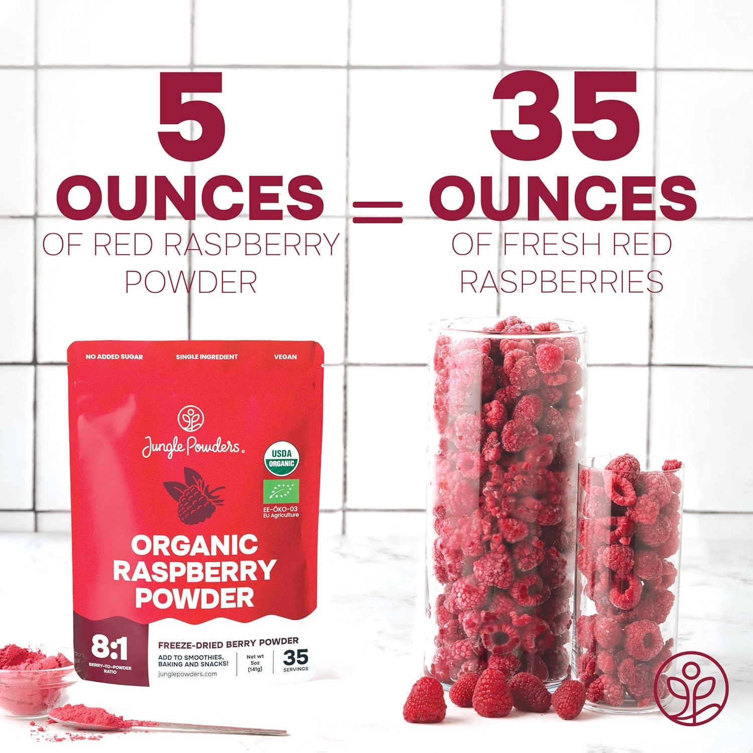 Bulk Powder Raspberry Flavour Jungle Powders Organic Raspberry Powder 5 Ounces USDA Organic Freeze ...