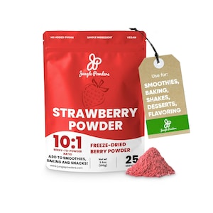 Jungle Powders Freeze Dried Strawberry Powder 3.5oz / 100g, 100% Natural Non GMO Vegan Friendly Strawberries Extract For Baking