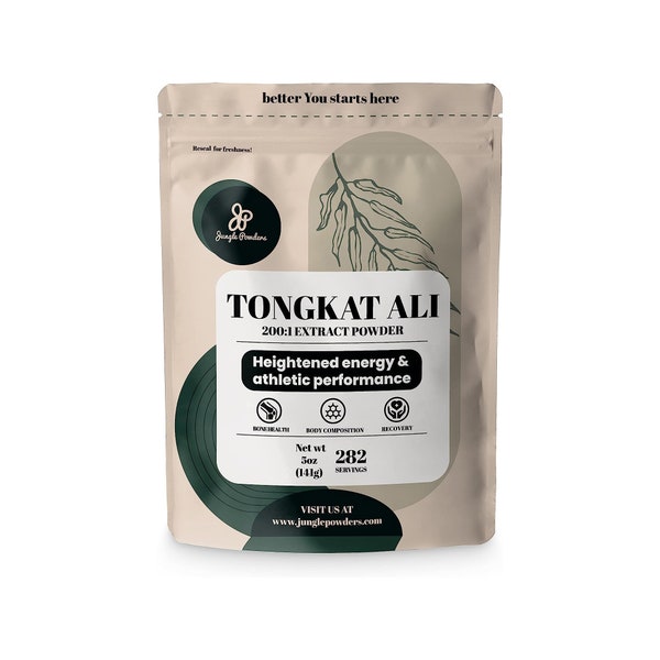 Jungle Powders Tongkat Ali extract, 282 Servings of Eurycoma Longifolia Powder, Filler Free Pure Longjack Root, Support for Drive & Passion