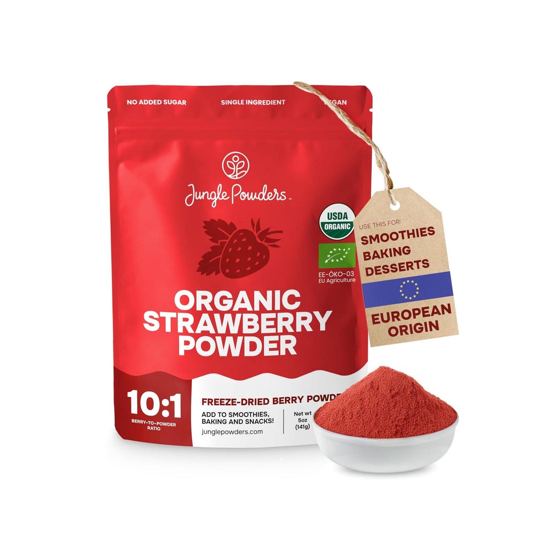 Jungle Powders Organic Strawberry Powder 5oz Bag Freeze Dried ...