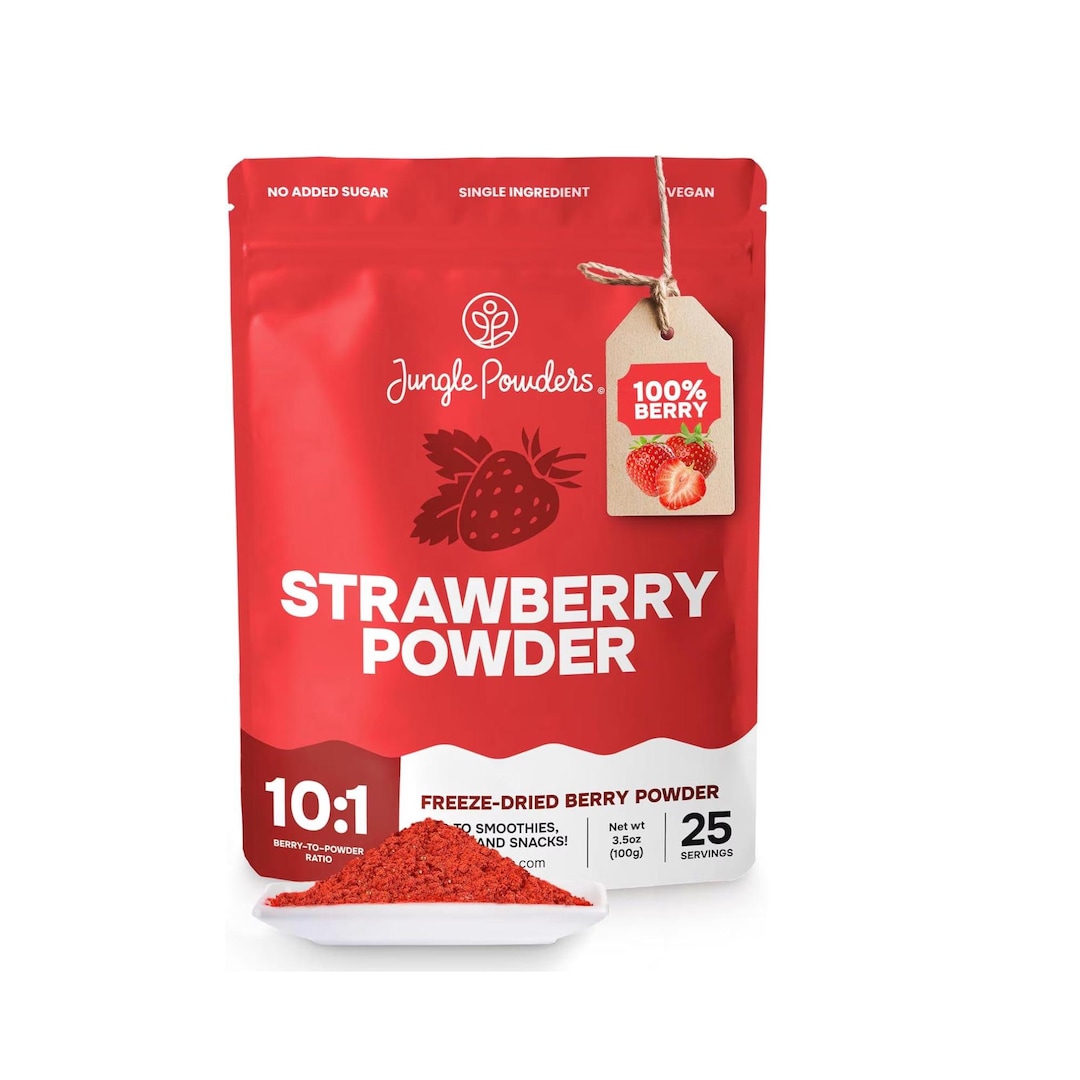 Jungle Powders Freeze Dried Strawberry Powder 3.5oz / 100g, 100% ...