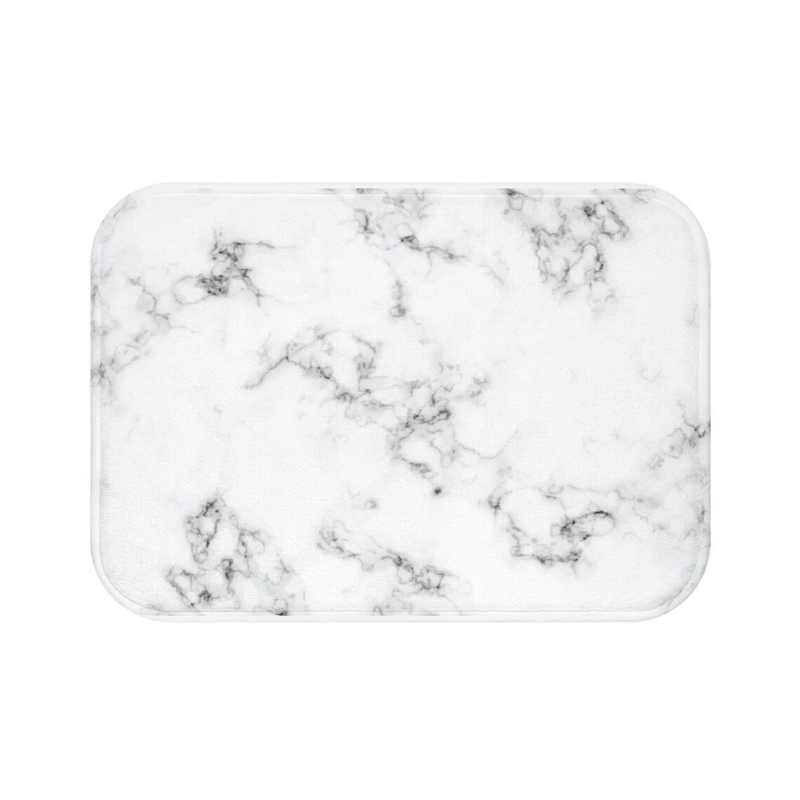 White Black Marble Bath Mat Light Stone Bathroom Rug Etsy