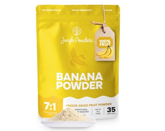 Jungle Powders Freeze Dried Banana Powder 5oz / 141g 100% Natural Banana Extract - Banana Flavoring - Gluten-Free Superfood Baking Powder