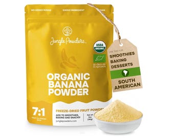 Jungle Powders Organic Banana Powder 5oz / 141g, Freeze-Dried Banana, 100% Natural Banana Extract, Banana Flavoring, Gluten-Free Superfood