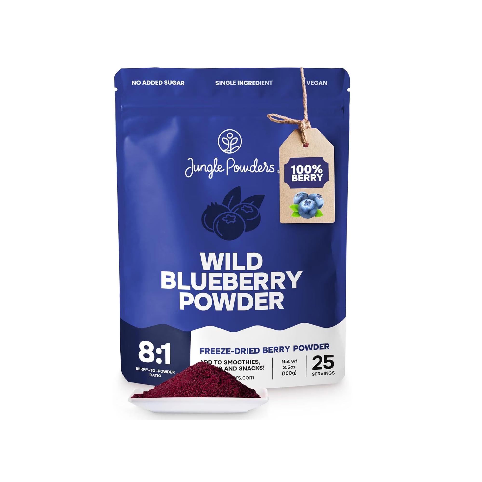 Jungle Powders Freeze Dried Wild Blueberry Powder 3.5oz / 100g, 100% ...
