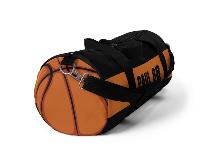 Personalized Basketball Duffel Bag - Custom Sports Duffle - Sport Gym Bag For Kids - Boys And Girls Large Canvas Duffel