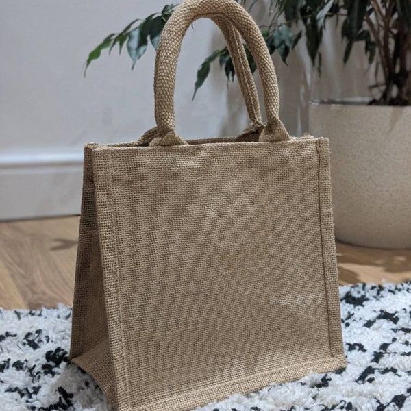 Natural Mini Jute Bag - Bridesmaid Bags - Hen Do Gift - Wedding Favour Gifts - Gift Bag - Reusable Bag - Hessian Bag - Eco Friendly - Bridal