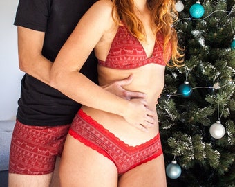 Cheeky Christmas women underwear panties Christmas undies Christmas women lingerie Gift for wife Couple underwear gift for girlfriend knits
