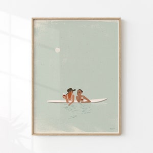 Von Soul Surfers inspiriertes Kunstwerk, minimalistisches Wandkunst-Geschenk für Hello Summer, Poster, Stranddekoration, abstrakte Wandkunst für Schlafzimmer und Wohnzimmer