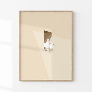 Minimalist Prints Happier Than a Seagull with a French Fry Large Printable Seagull Art Print for Beach House Art and Bathroom Wall Art