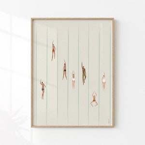 Schwimmer Minimalistisches Kunstwerk Schwimmbad Kunst Blau Ästhetisches Plakat Sommer Kunstdruck Deco Stil Badezimmer Dekor Schwimmen Poster