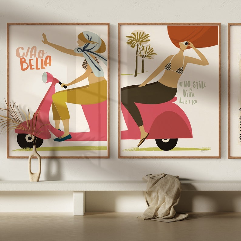 Travel Wall Art Set Of 2 Printable Italian Wall Decor Minimalist Prints Digital Download Printable Summer Fun image 1