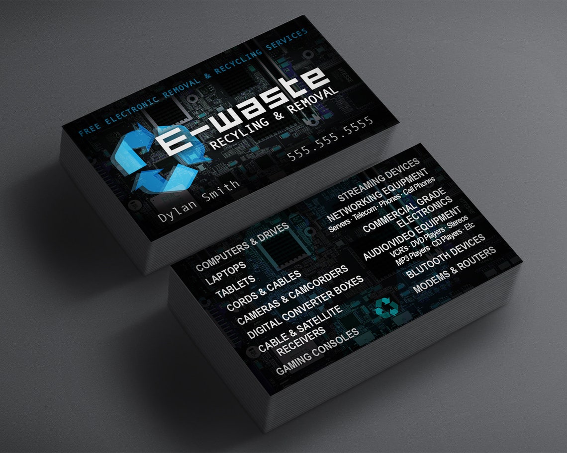 Electronic Recycling Business Cards E Waste Electronic Etsy