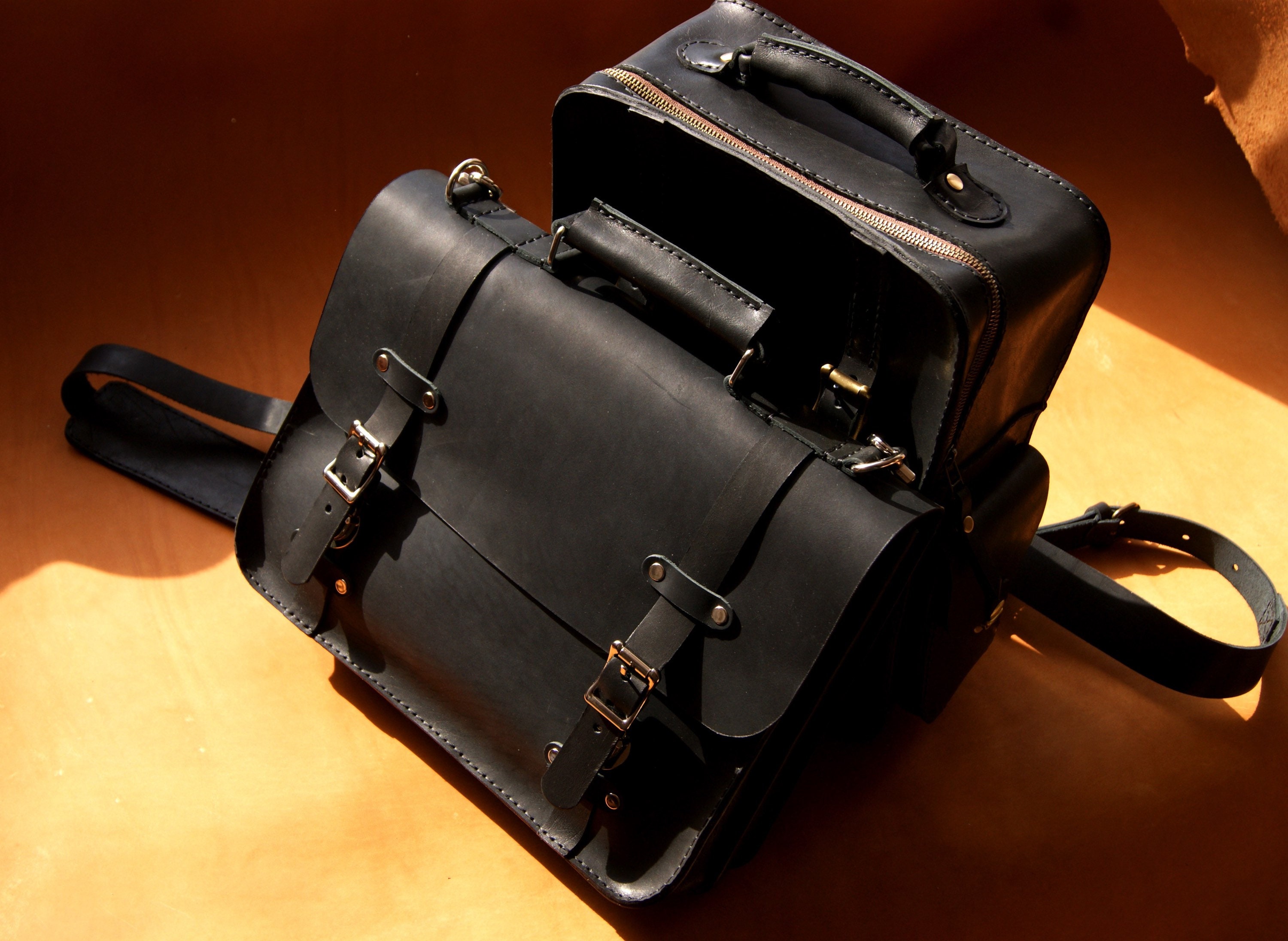 Men's Leather Bag Leather Briefcase Leather Shoulder Etsy