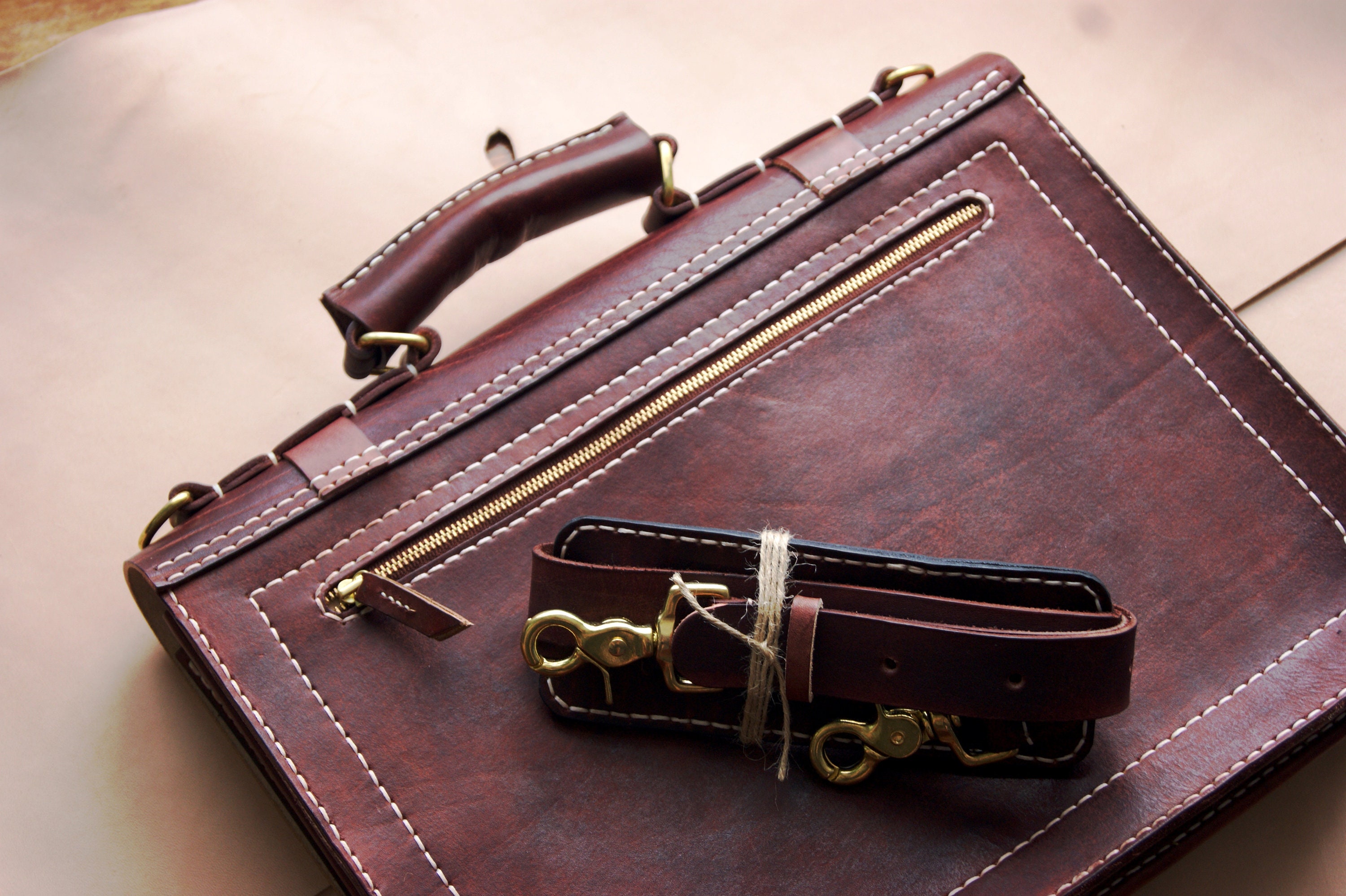 Leather Briefcase Business Bag Leather Bag Men's | Etsy