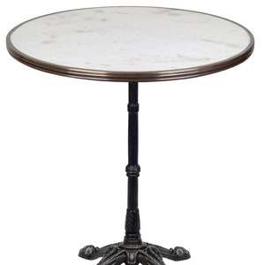 28" French White Italian Carrara Marble Pedestal Bistro Table