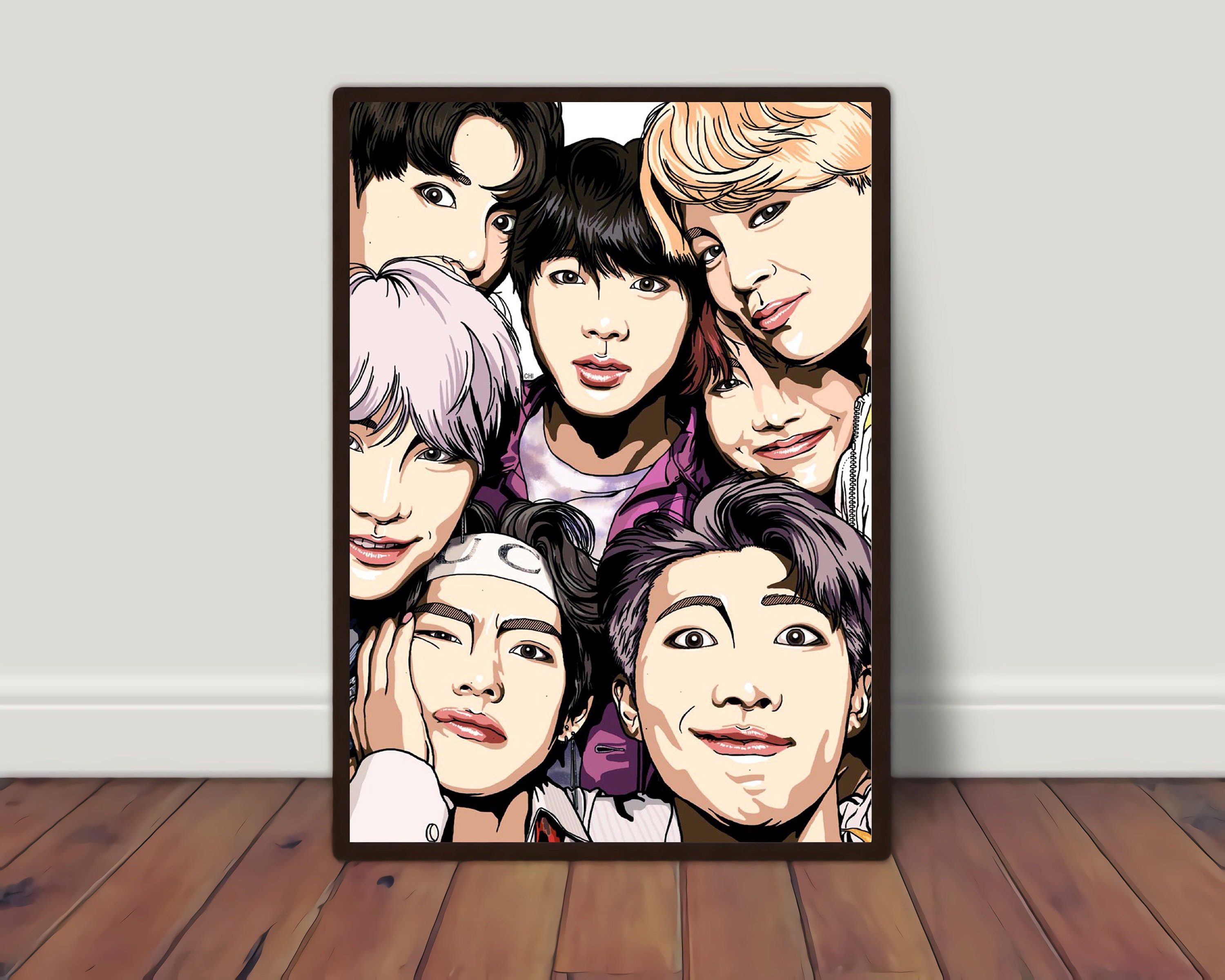 Bts Group photo watercolor art poster K-POP K POP Korean ...