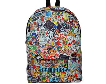Sticker Bomb Backpack - by Reefmonkey - USA made