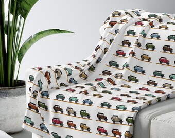 FJ40 Land Cruiser Sherpa Fleece Blanket, FJ40 Gift, Sofa Throw - Reefmonkey Artist Jesse Clark