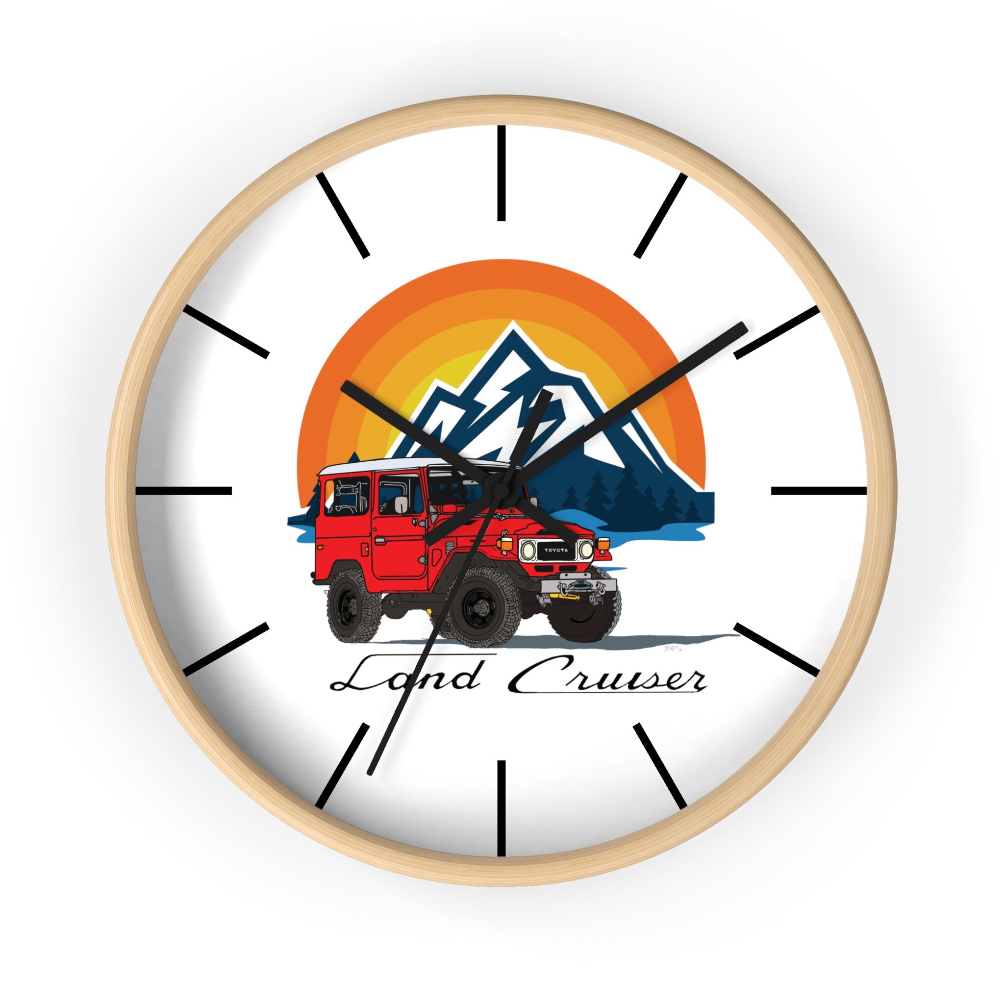 FJ40 ランドクルーザー ウォールクロック：山の風景、ガレージの装飾